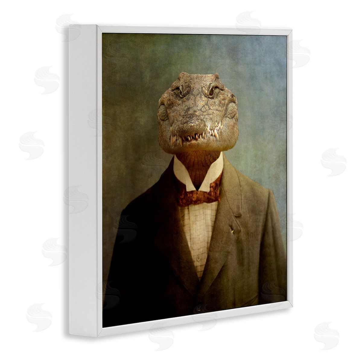 Alligator in Business Suit White Frame Print Wall Art, Home Decor by Martine Roch