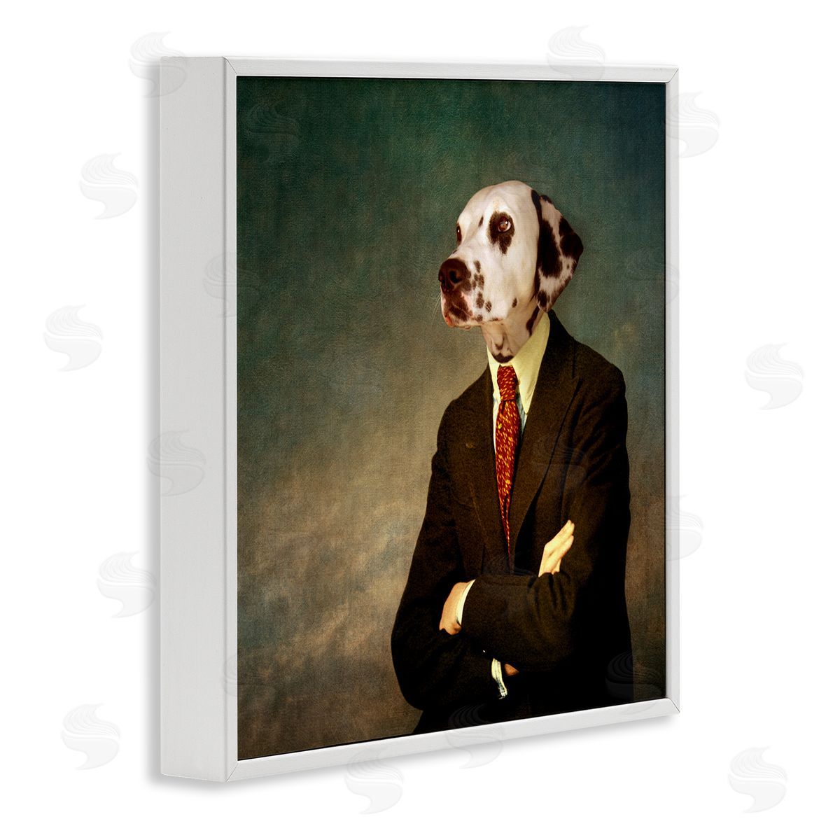 Dalmatian In Men's Suit White Frame Print Wall Art, Home Decor by Martine Roch