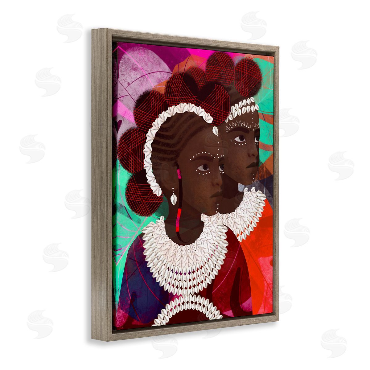 Young Girls of Power Brown Floating Frame Canvas Wall Art, Home Decor by Erin K. Robinson