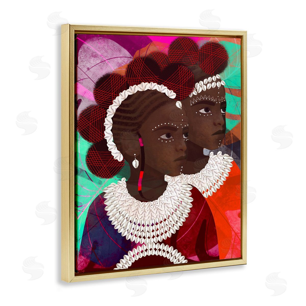 Young Girls of Power Gold Floating Frame Canvas Wall Art, Home Decor by Erin K. Robinson