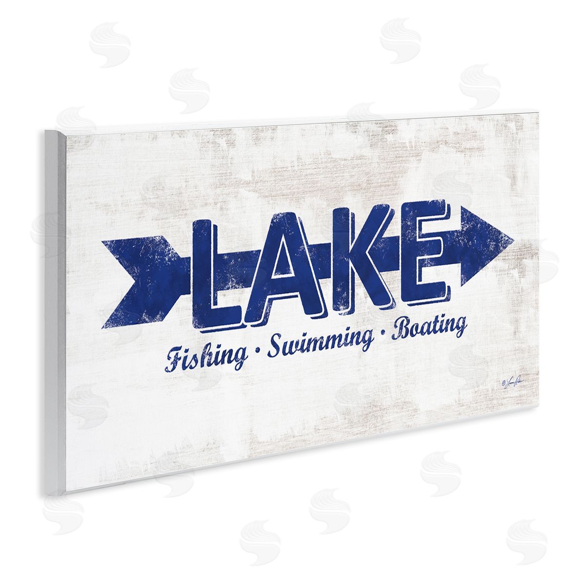 Lake Sign Blue Arrow Wood Plaque Wall Art, Home Decor by Lauren Rader