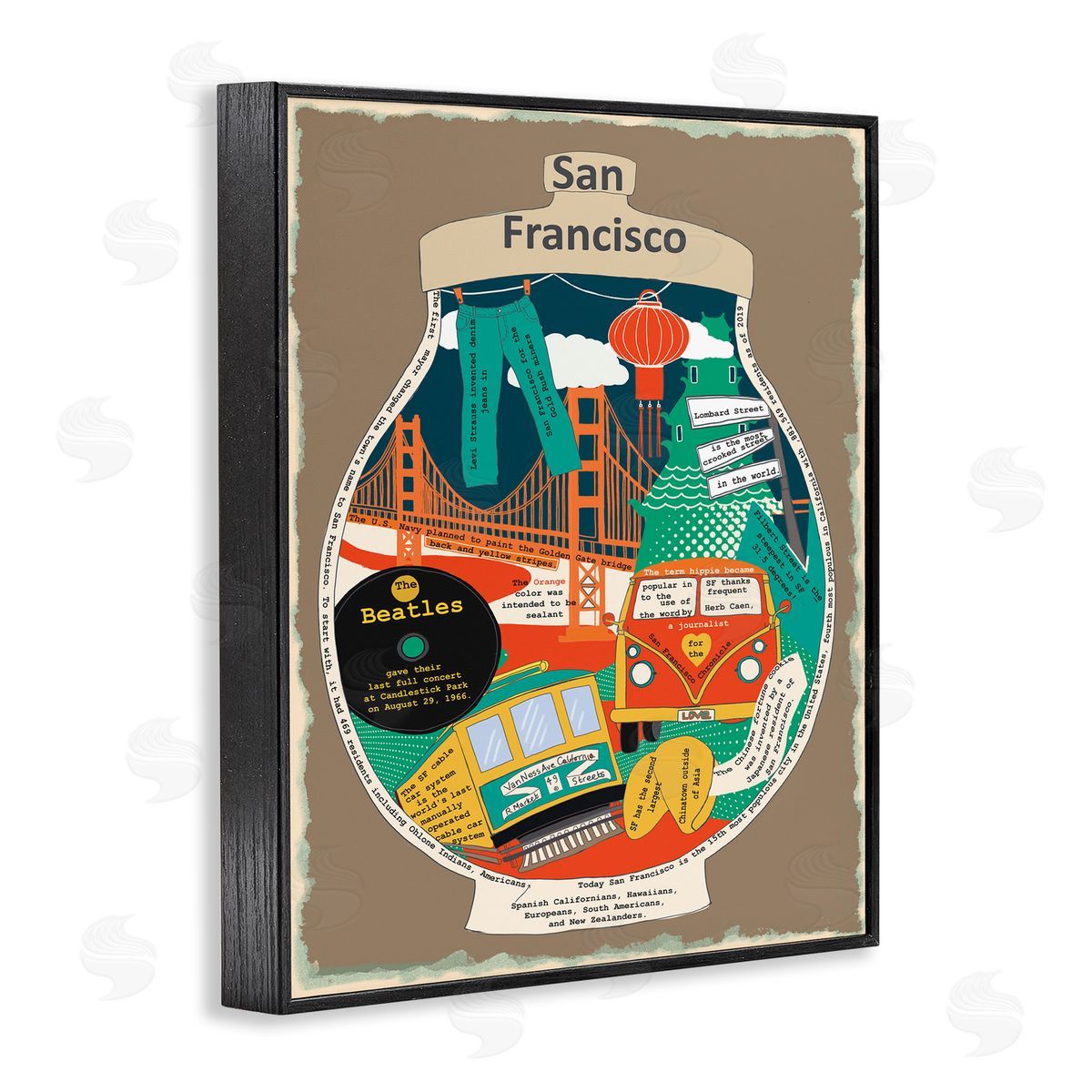 San Francisco CA in Vintage Jar Black Frame Print Wall Art, Home Decor by Sangita Bachelet
