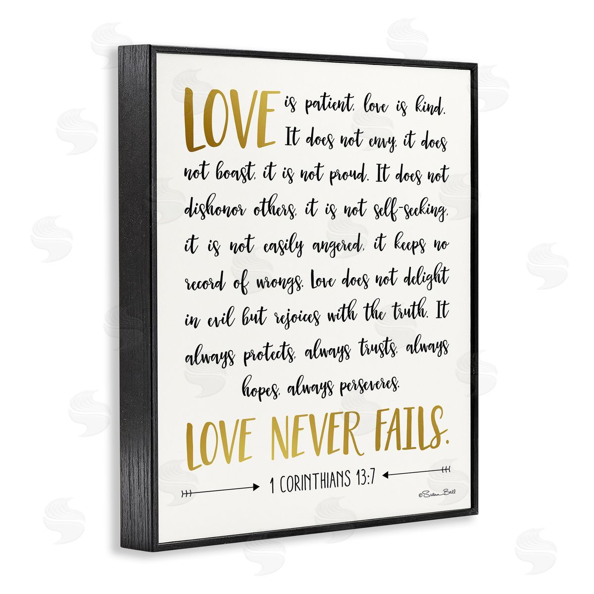 Love Is Patient Psalm Black Frame Print Wall Art, Home Decor by Susan Ball