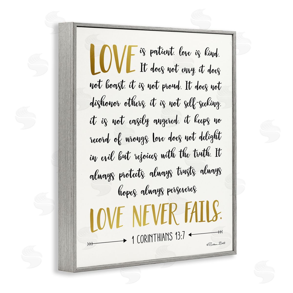Love Is Patient Psalm Grey Frame Print Wall Art, Home Decor by Susan Ball
