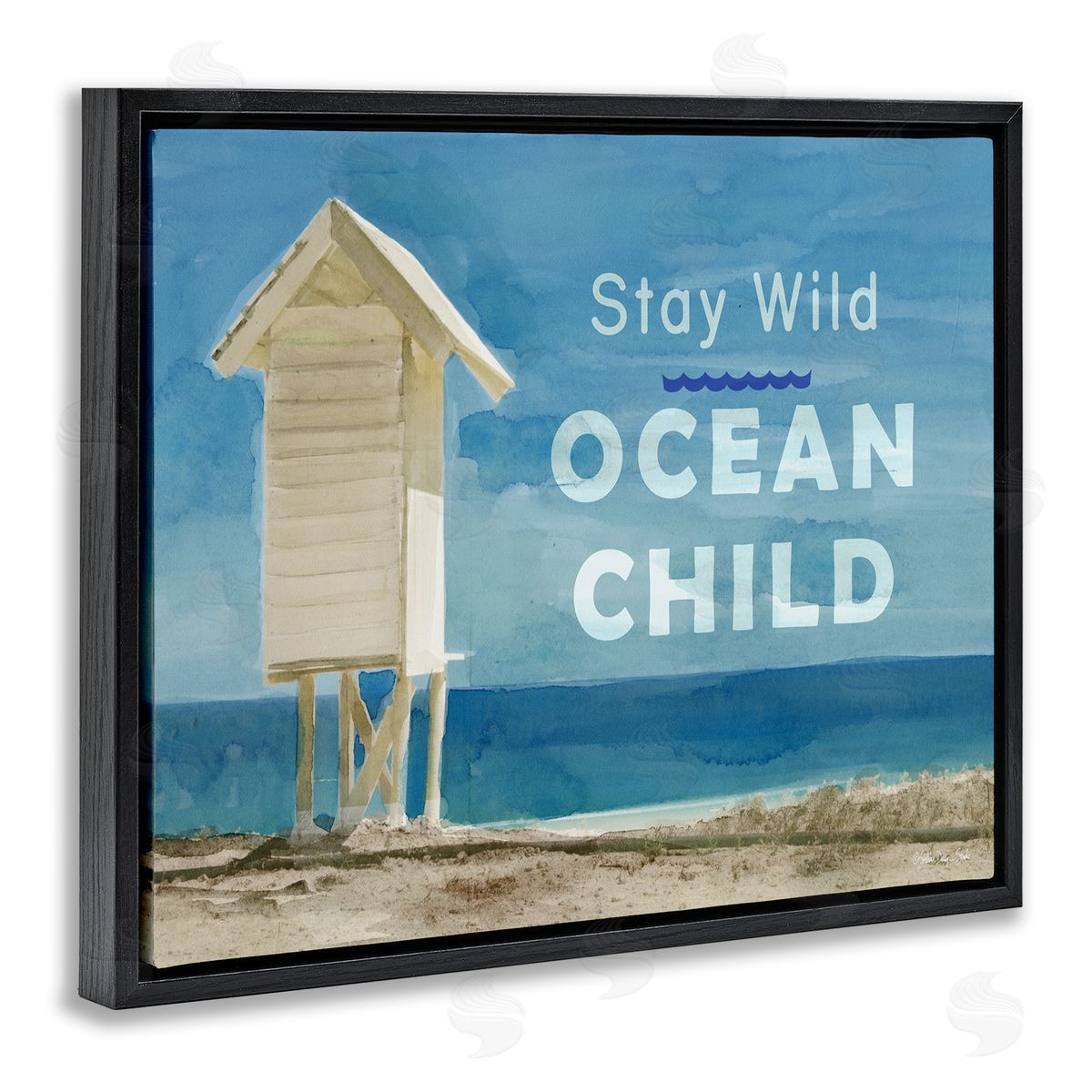 Stay Wild Ocean Child Black Floating Frame Canvas Wall Art, Home Decor by Stellar Studio