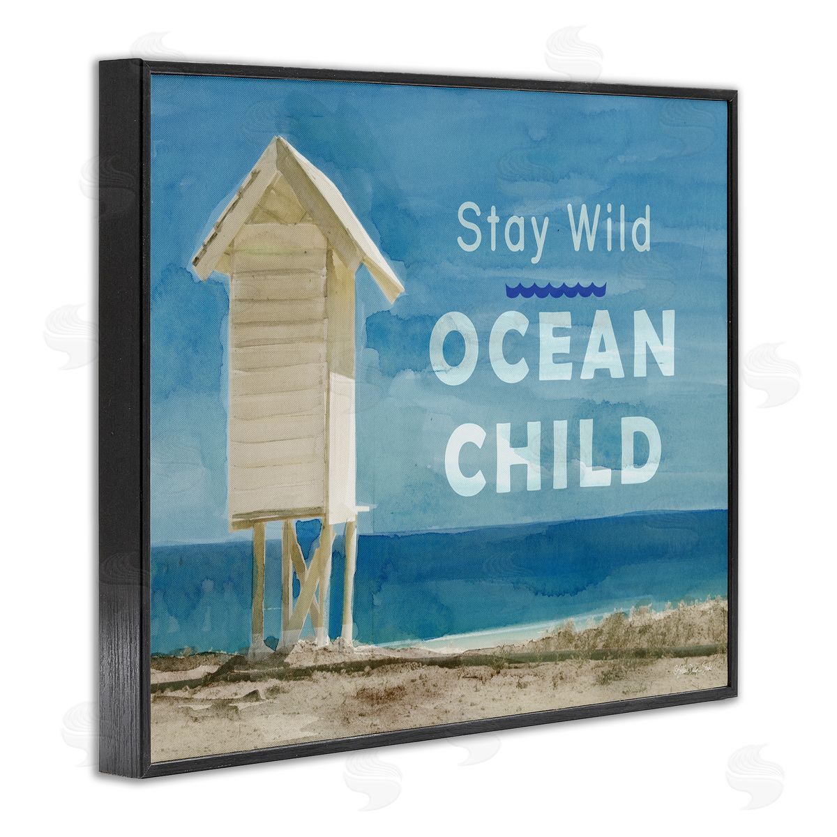 Stay Wild Ocean Child Black Frame Print Wall Art, Home Decor by Stellar Studio