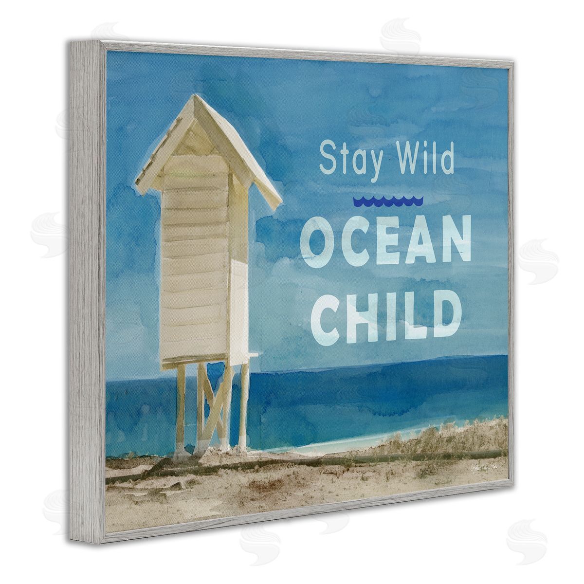 Stay Wild Ocean Child Grey Frame Print Wall Art, Home Decor by Stellar Studio