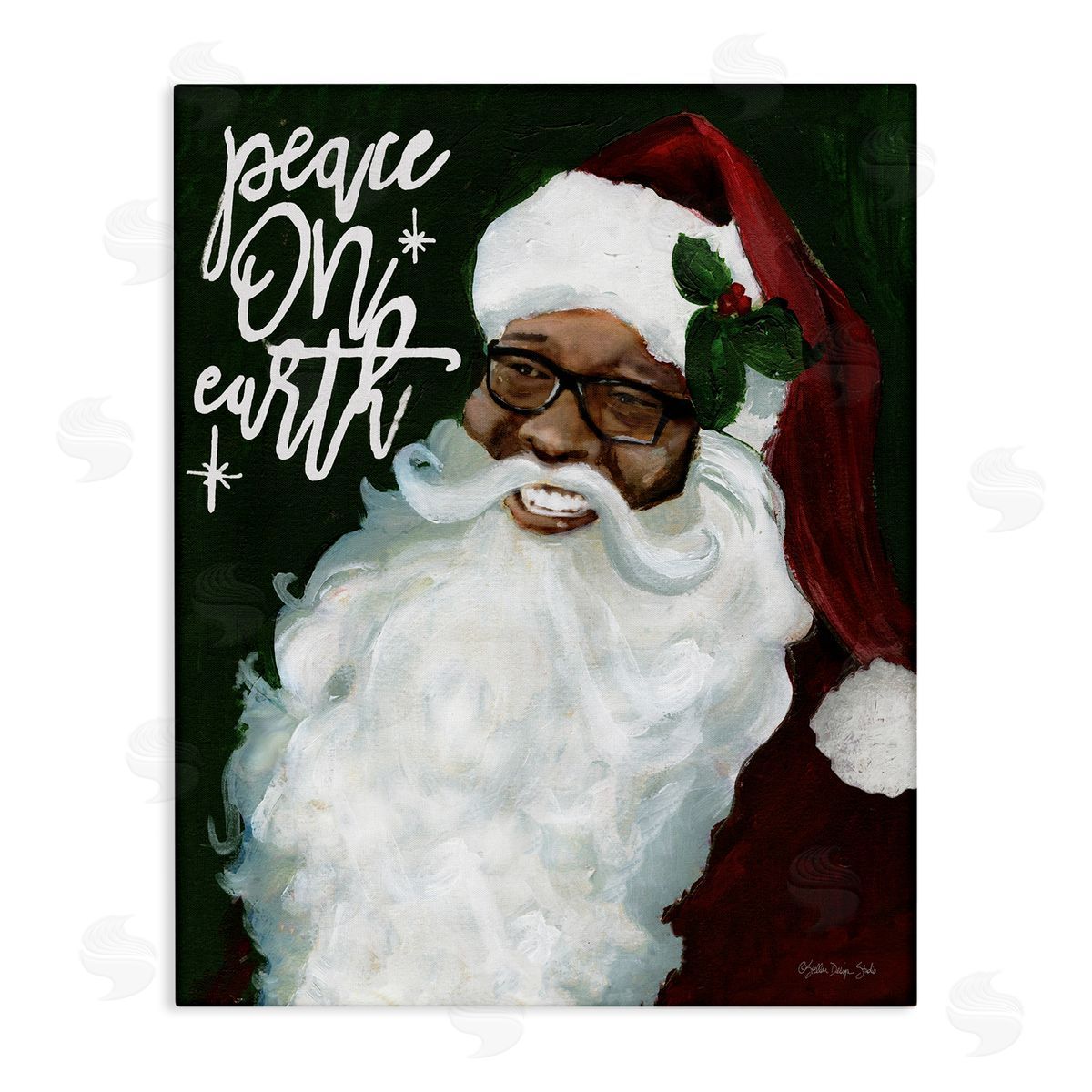 Peace On Earth Santa Canvas Wall Art, Home Decor by Stellar Studio