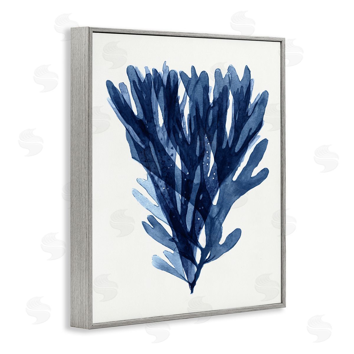 Nautical Blue Sea Kelp Grey Frame Print Wall Art, Home Decor by Stellar Studio