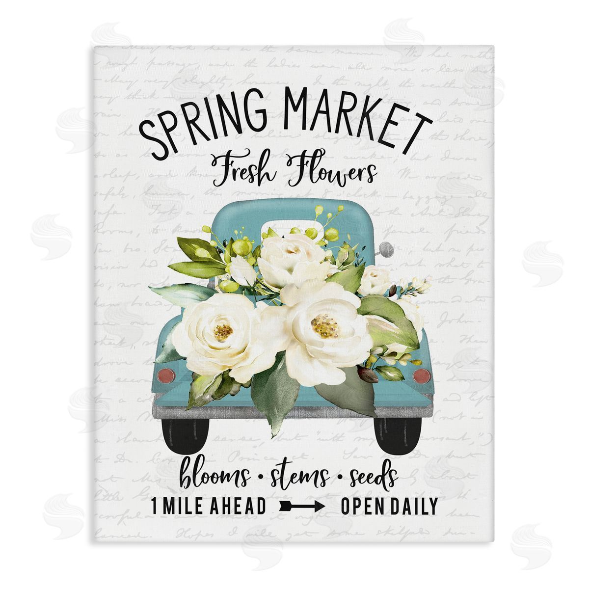 Spring Market Fresh Flowers Truck Canvas Wall Art, Home Decor by Lettered and Lined