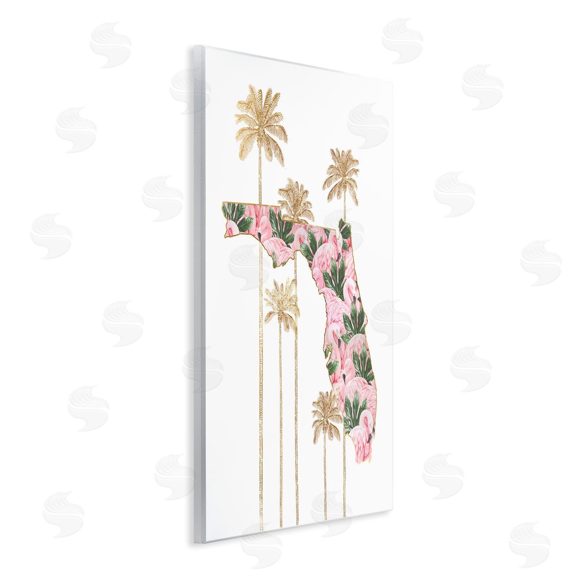 Florida State Flamingo Pattern Wood Plaque Wall Art, Home Decor by Ziwei Li