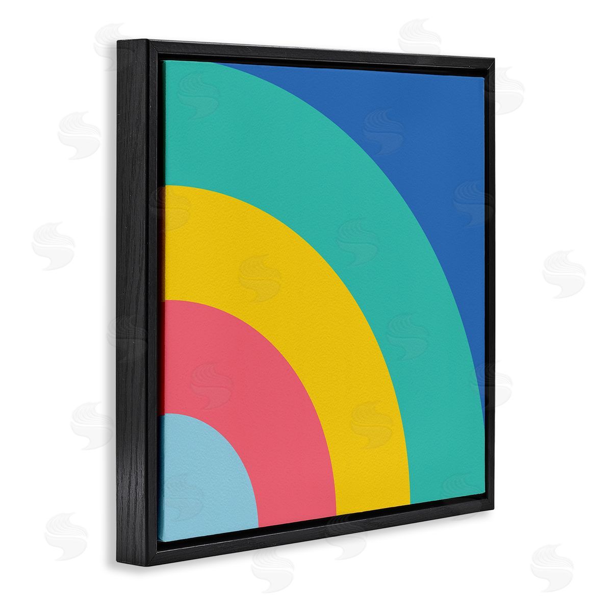 Bold Color Blocked Rainbow Black Floating Frame Canvas Wall Art, Home Decor by Seven Trees