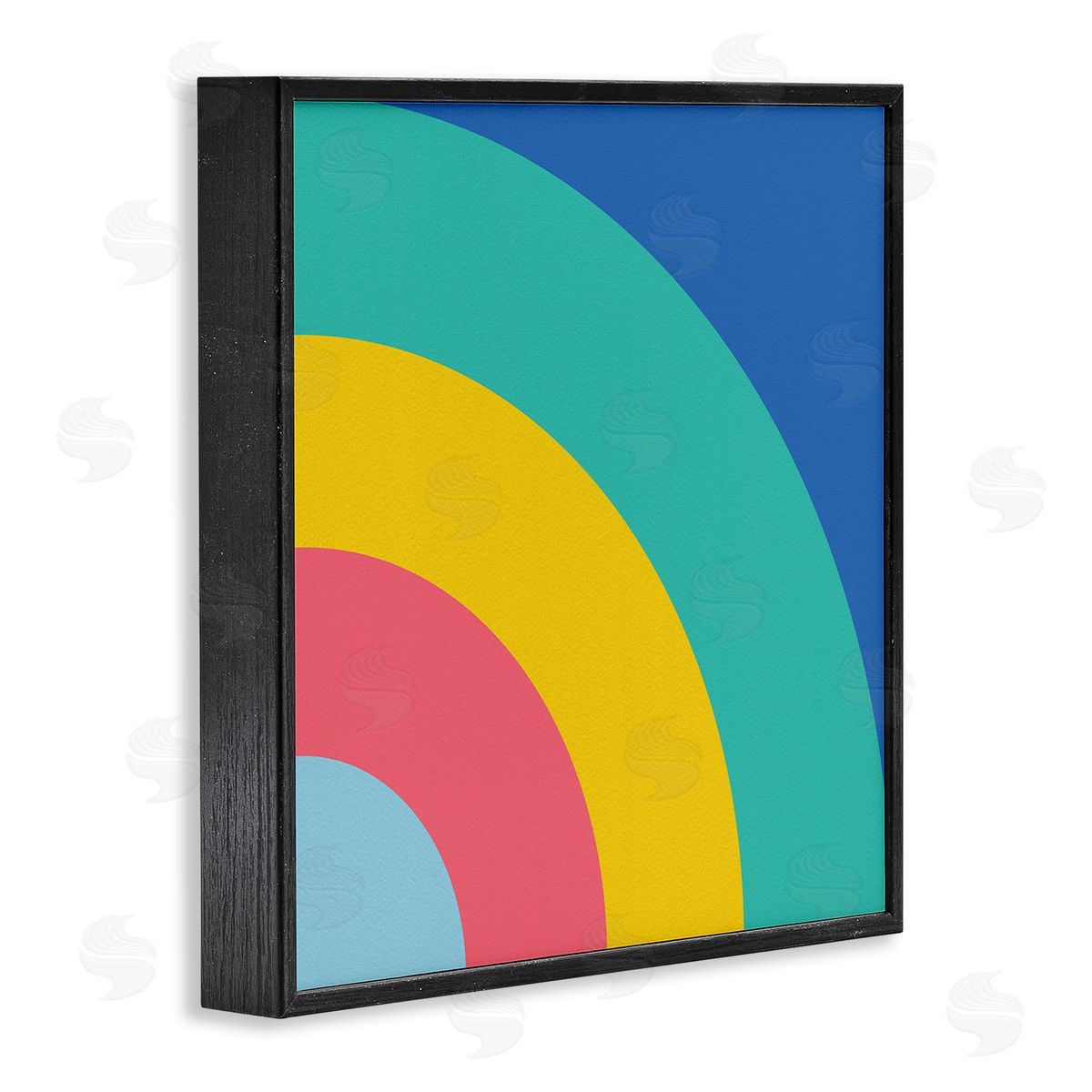 Bold Color Blocked Rainbow Black Frame Print Wall Art, Home Decor by Seven Trees