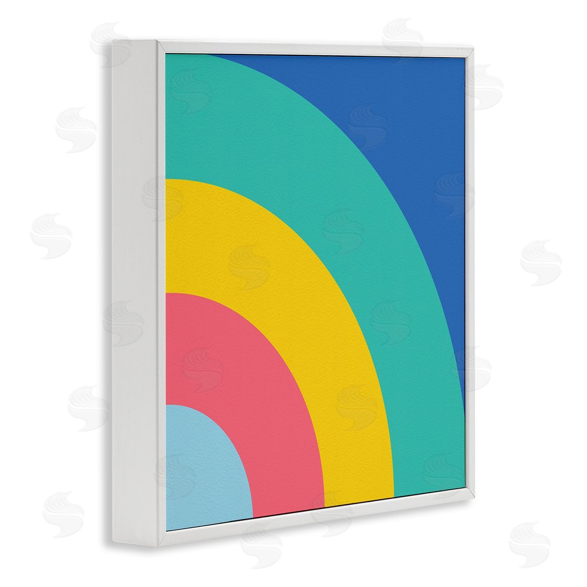 Bold Color Blocked Rainbow White Frame Print Wall Art, Home Decor by Seven Trees