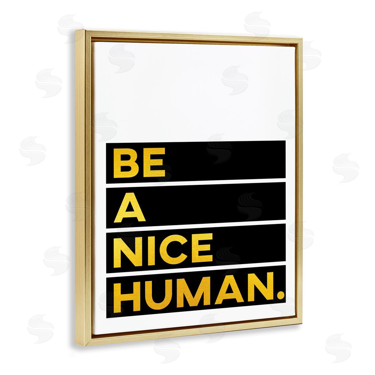 Be a Nice Human Gold Floating Frame Canvas Wall Art, Home Decor by Seven Trees