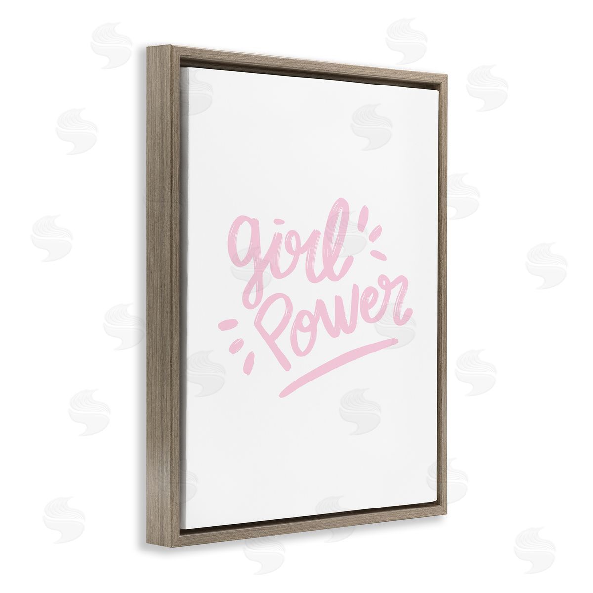 Girl Power Minimal Brown Floating Frame Canvas Wall Art, Home Decor by Seven Trees