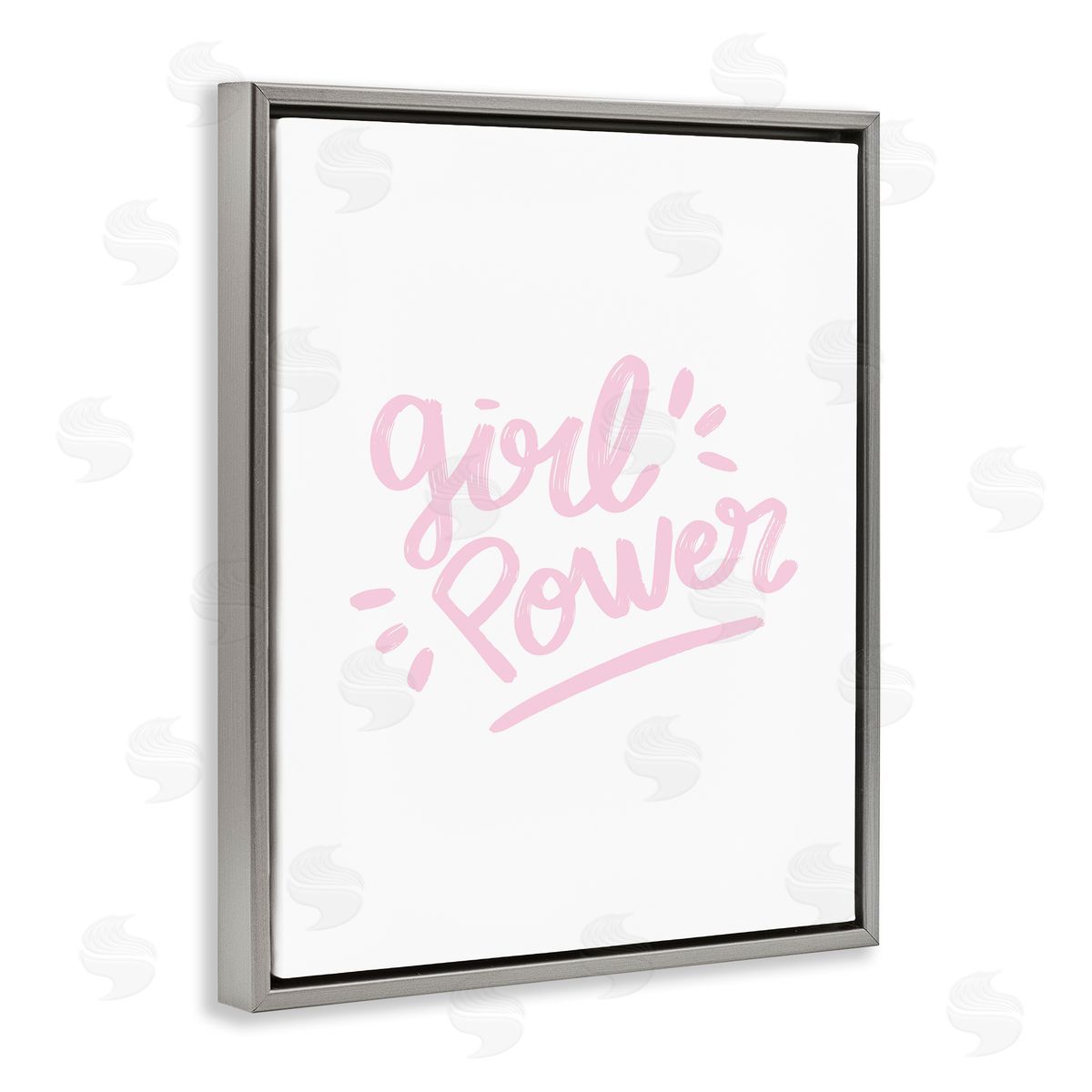Girl Power Minimal Grey Floating Frame Canvas Wall Art, Home Decor by Seven Trees