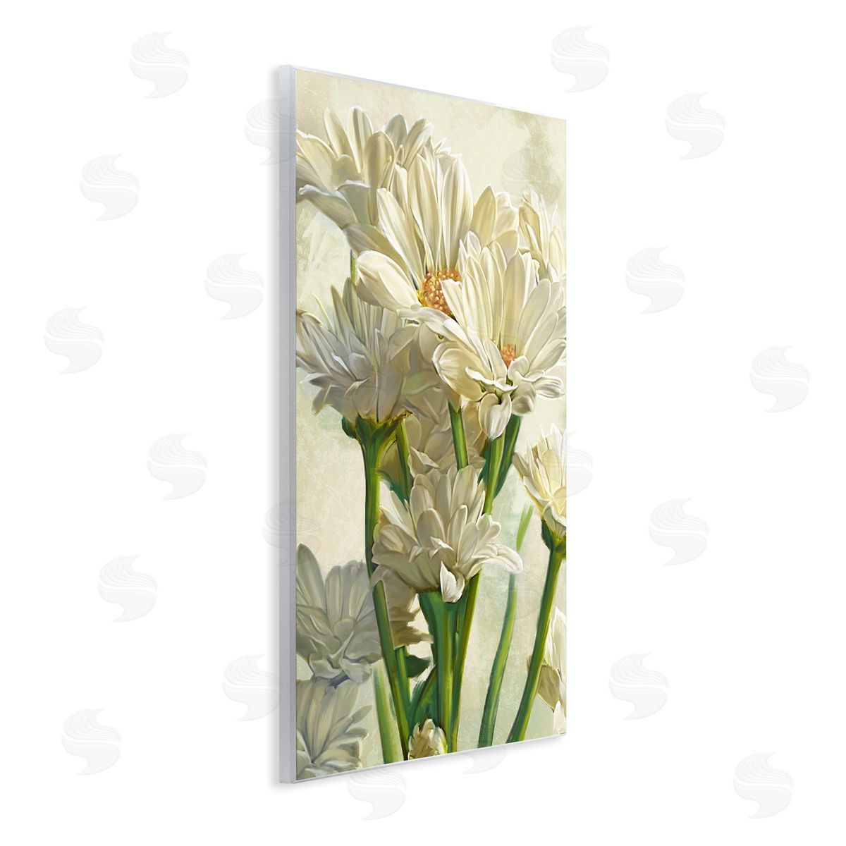 White Daisy Spring Florals Wood Plaque Wall Art, Home Decor by Ziwei Li