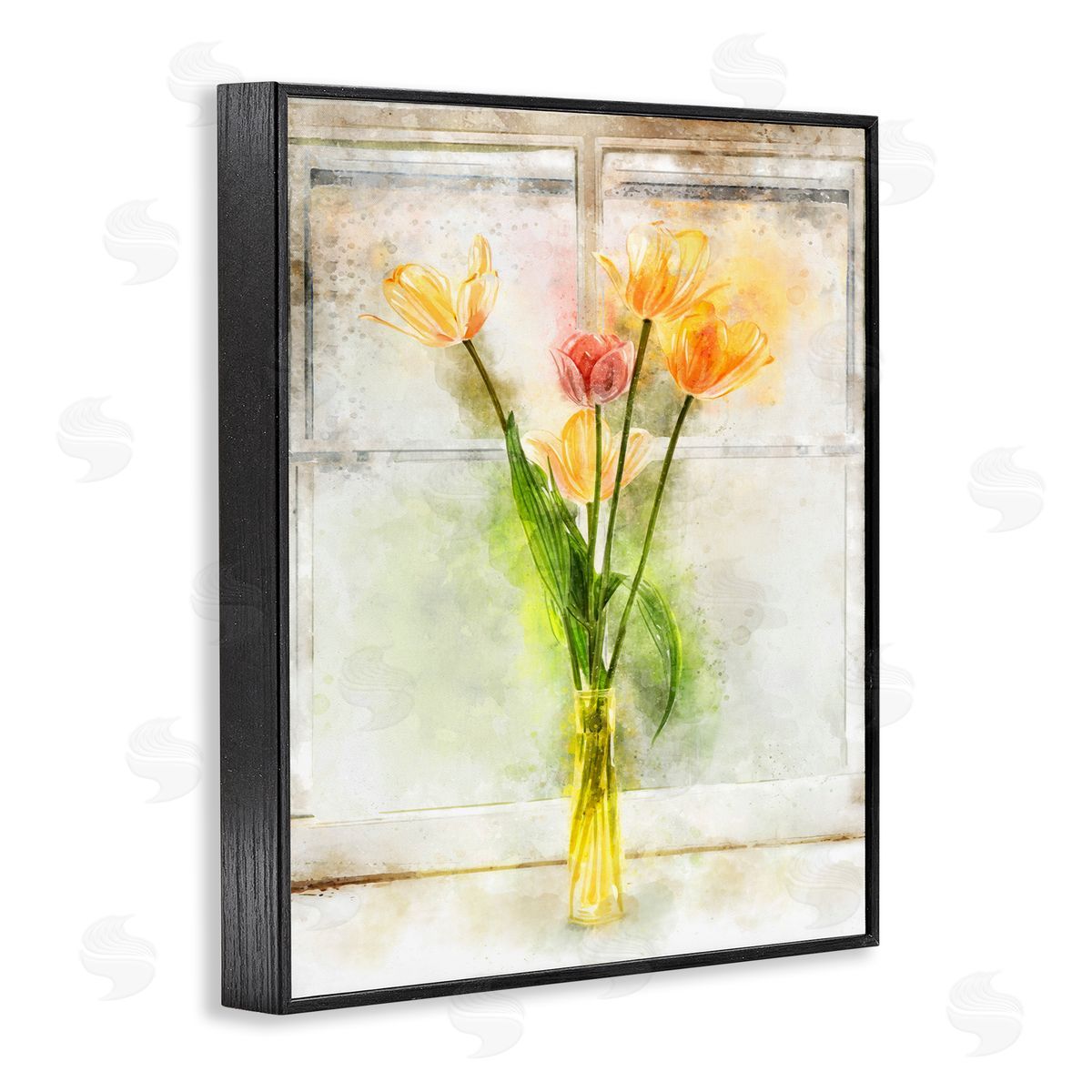 Tulip Vase in Window Sill Black Frame Print Wall Art, Home Decor by Ziwei Li