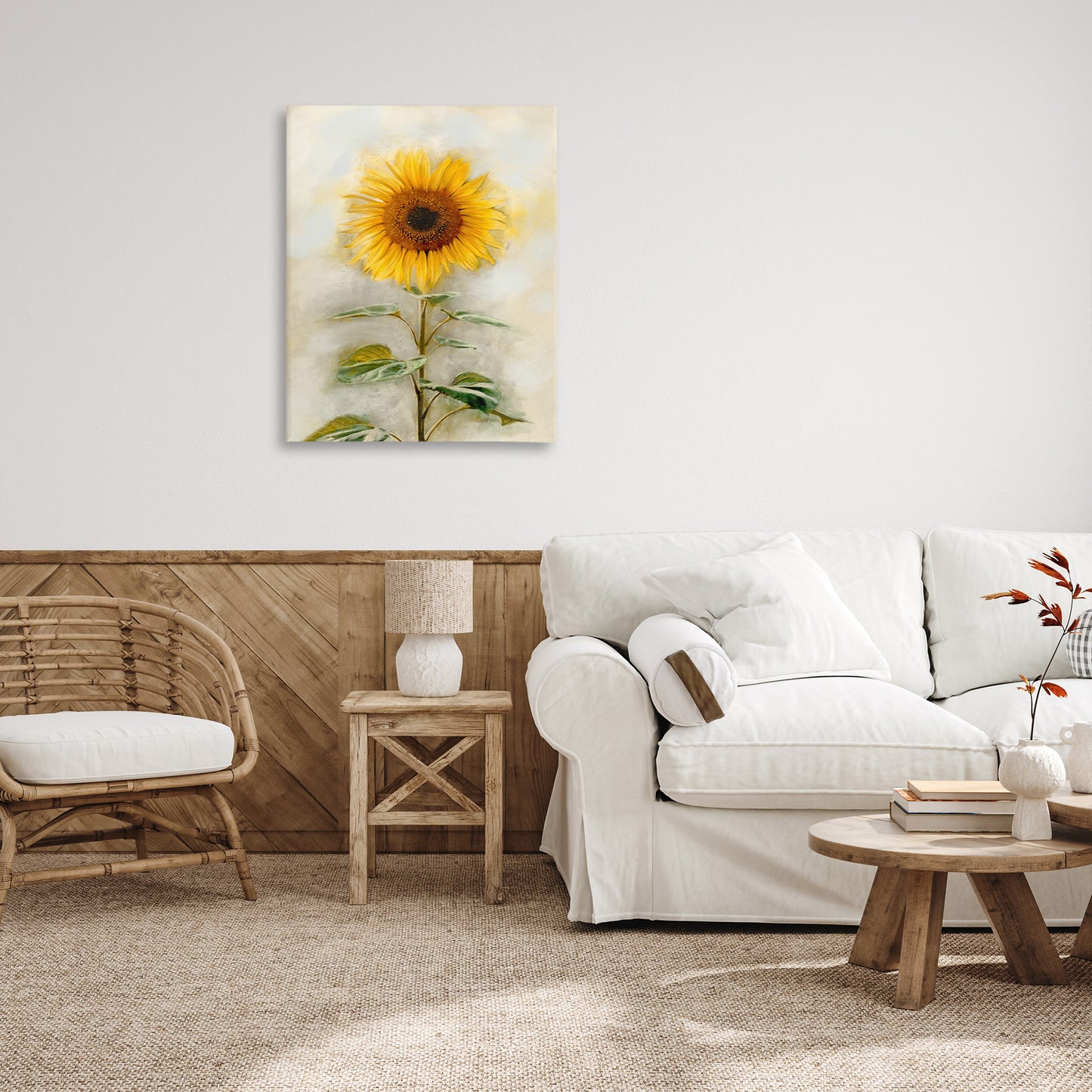 Sunflower Summer Bloom Canvas Wall Art in Room, Home Decor by Ziwei Li