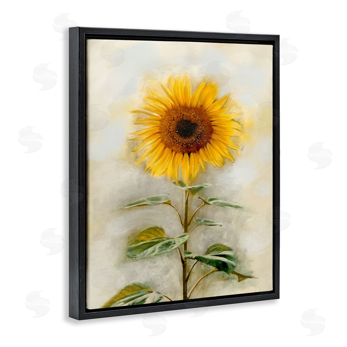 Sunflower Summer Bloom Black Floating Frame Canvas Wall Art, Home Decor by Ziwei Li