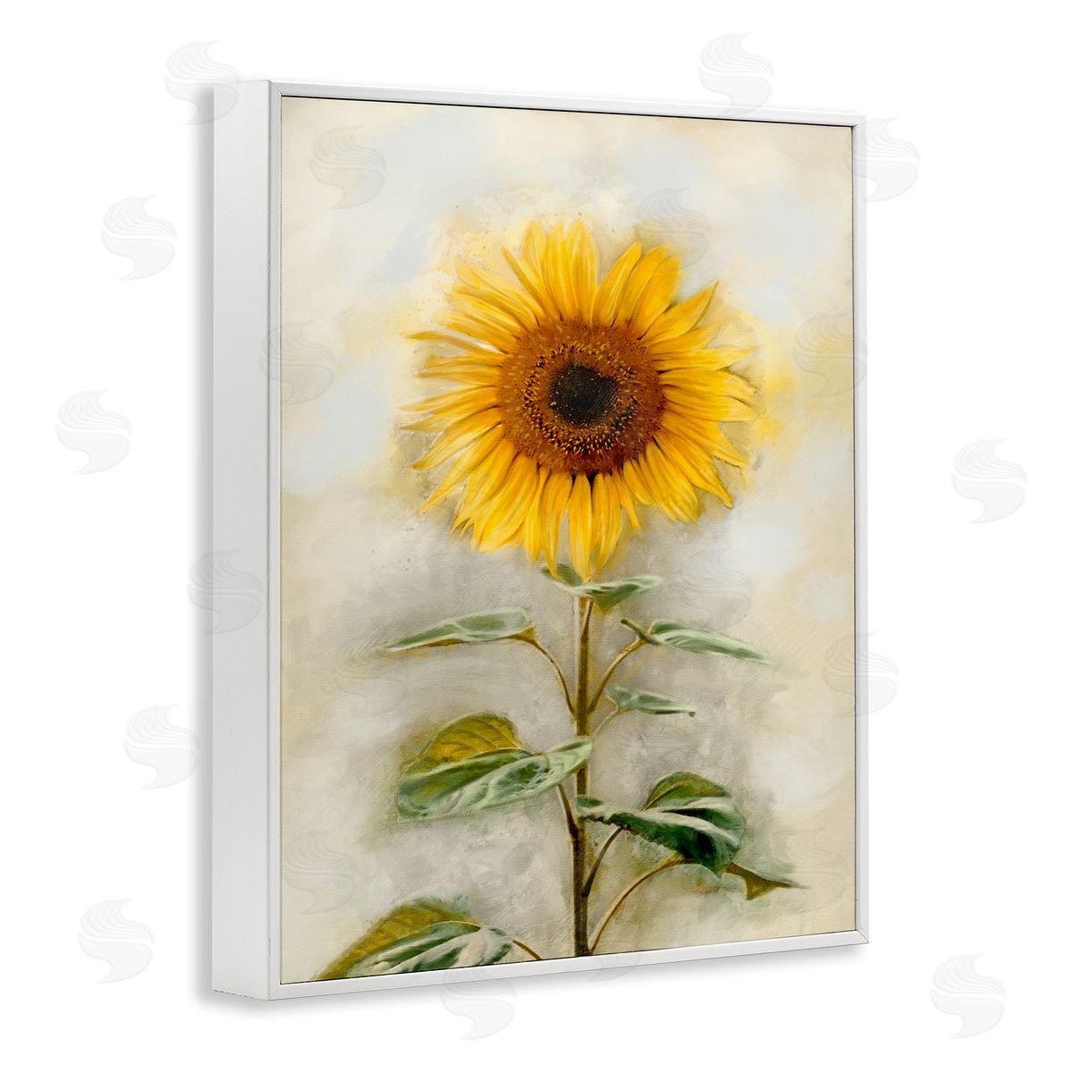 Sunflower Summer Bloom White Frame Print Wall Art, Home Decor by Ziwei Li