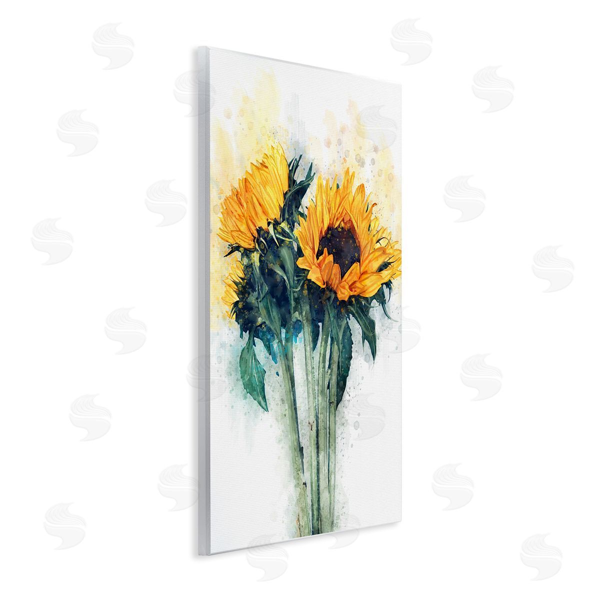 Sunflower with Watercolor Accent Wood Plaque Wall Art, Home Decor by Ziwei Li