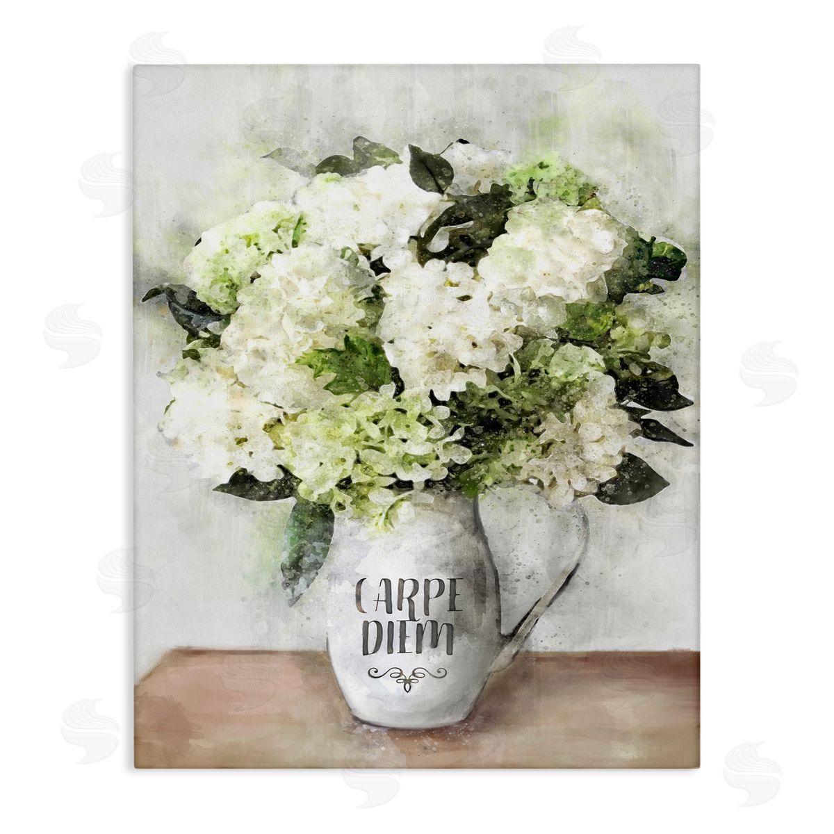 Carpe Diem White Hydrangeas Canvas Wall Art, Home Decor by Ziwei Li