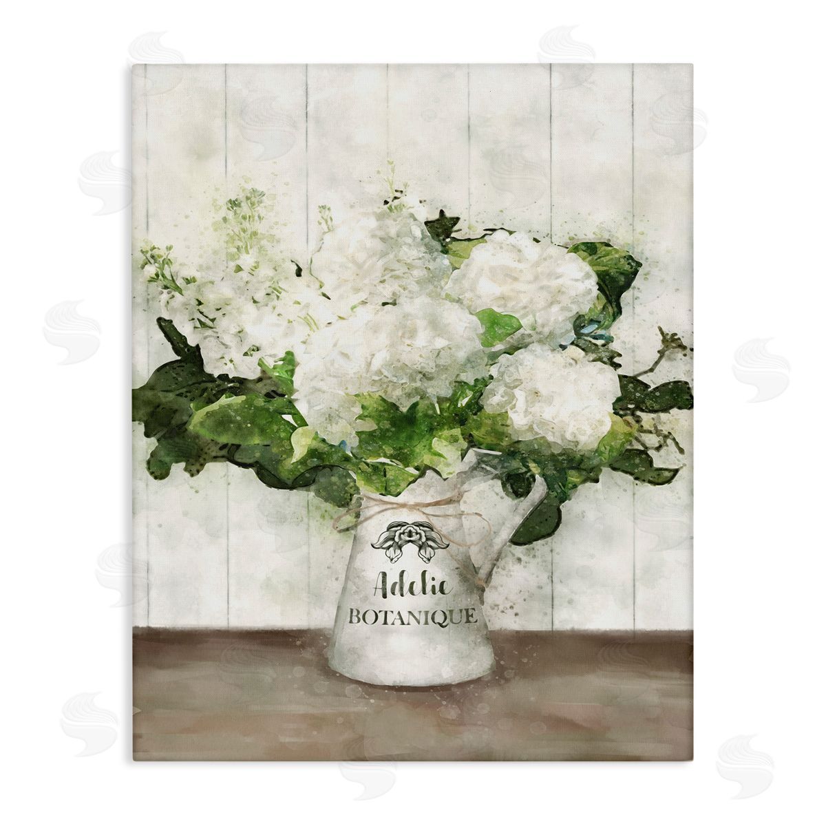 White Hydrangeas Botanique Canvas Wall Art, Home Decor by Ziwei Li