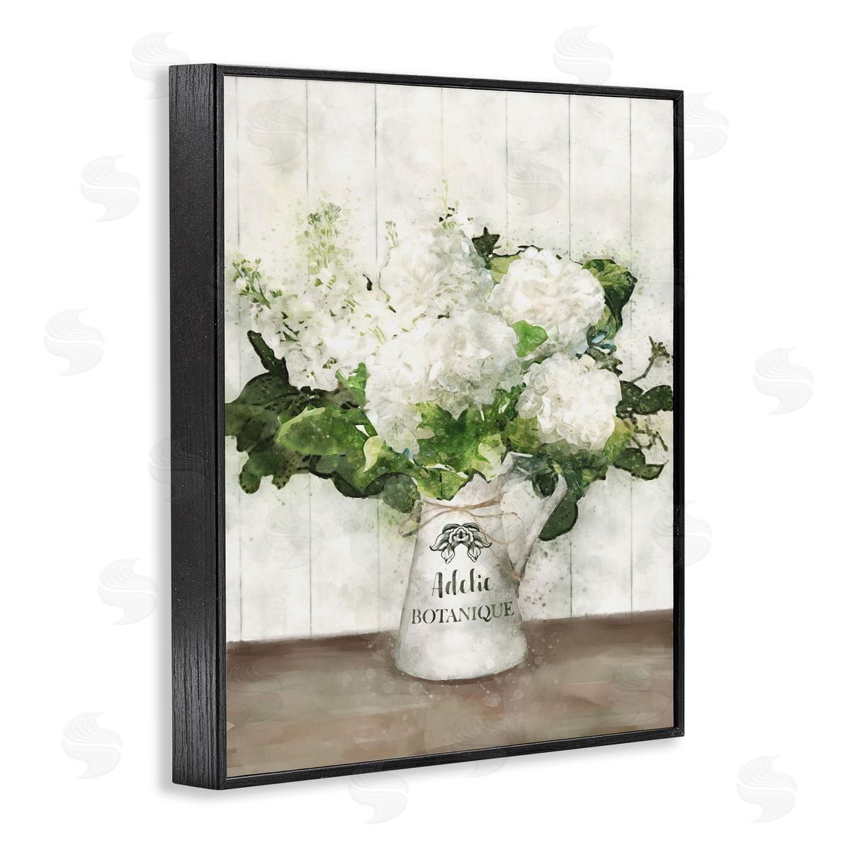 White Hydrangeas Botanique Black Frame Print Wall Art, Home Decor by Ziwei Li