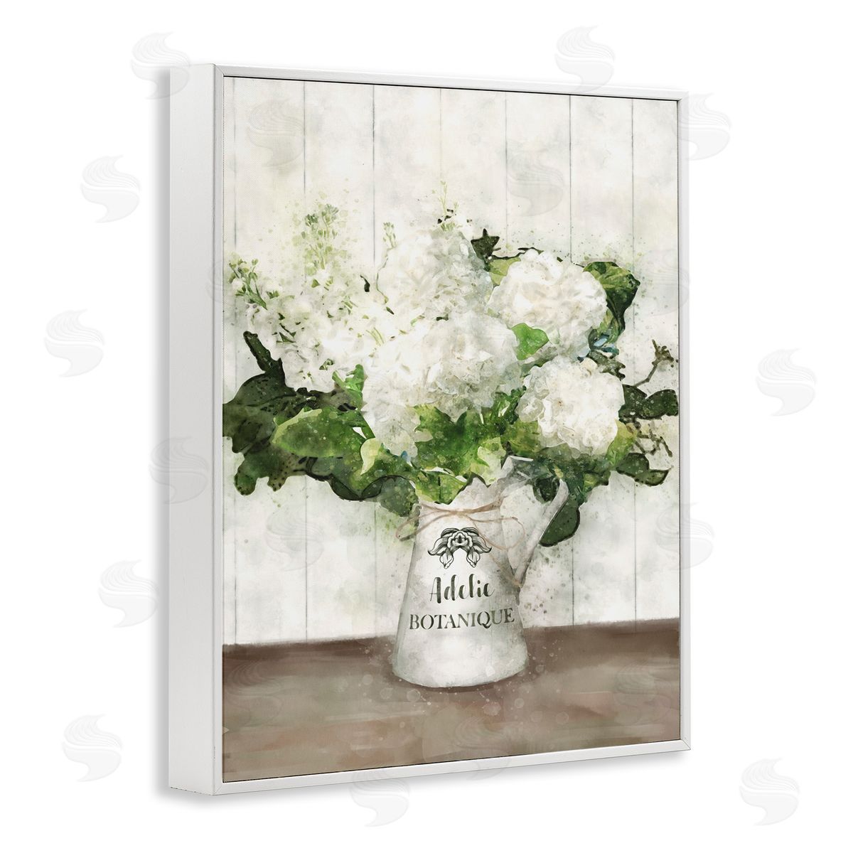 White Hydrangeas Botanique White Frame Print Wall Art, Home Decor by Ziwei Li