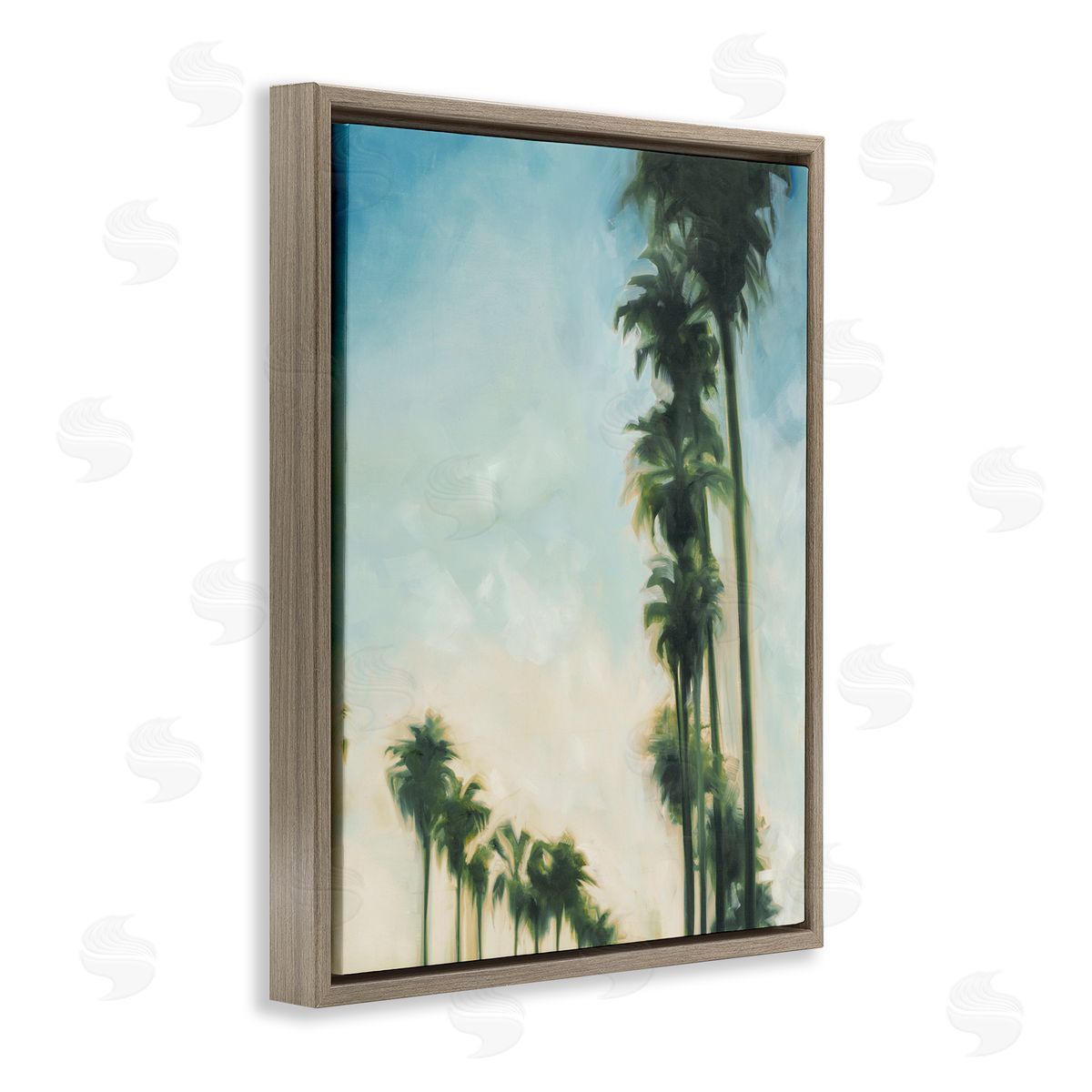 Hollywood Palm Trees Brown Floating Frame Canvas Wall Art, Home Decor by KC Haxton