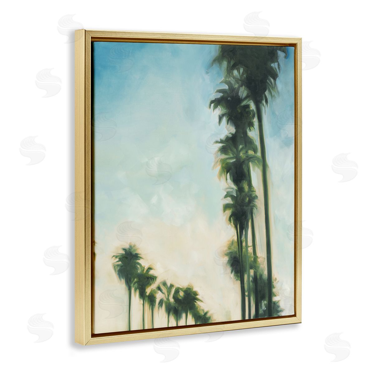 Hollywood Palm Trees Gold Floating Frame Canvas Wall Art, Home Decor by KC Haxton
