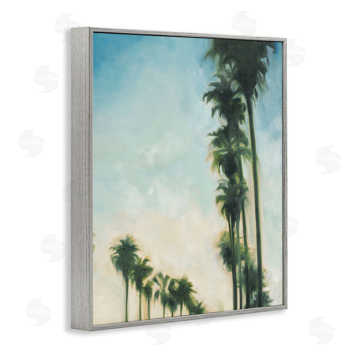 Hollywood Palm Trees Grey Frame Print Wall Art, Home Decor by KC Haxton