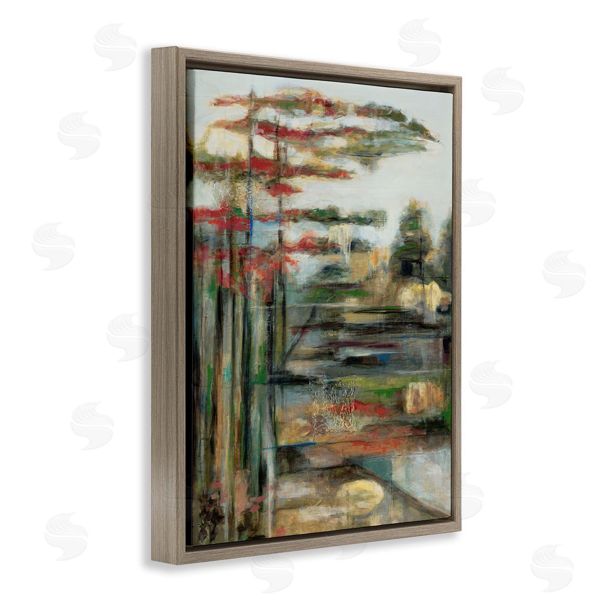 Daydream Abstract Forest Painting Brown Floating Frame Canvas Wall Art, Home Decor by Stacey Pollard