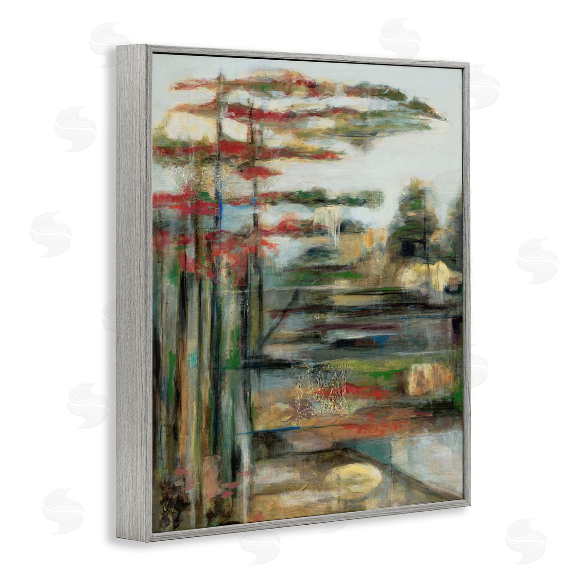 Daydream Abstract Forest Painting Grey Frame Print Wall Art, Home Decor by Stacey Pollard
