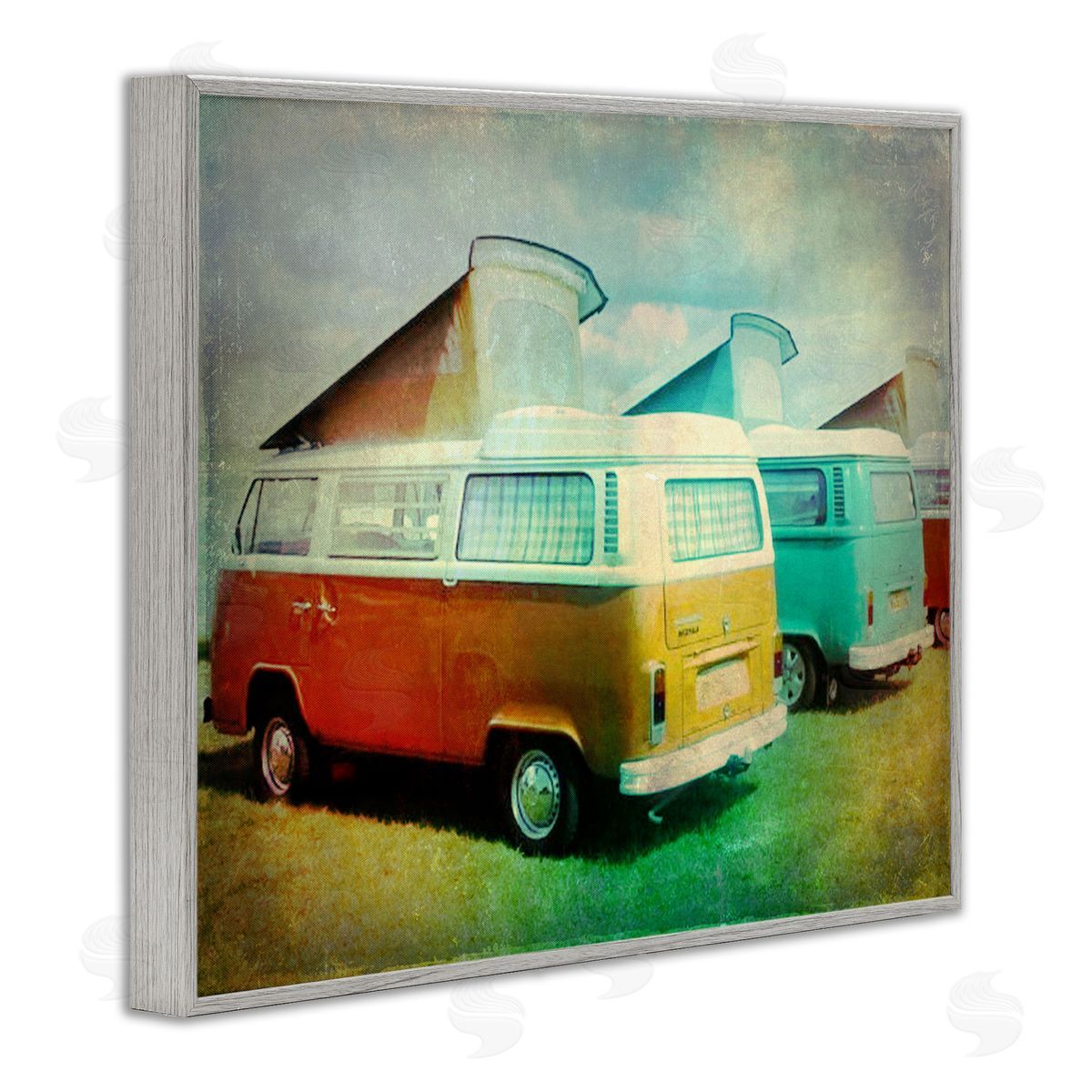 Beach Vans Retro Photography Grey Frame Print Wall Art, Home Decor by Ashley Calhoun