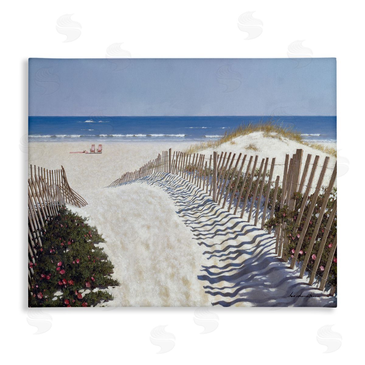 Fenced Pathway to Beach Canvas Wall Art, Home Decor by Zhen-Huan Lu