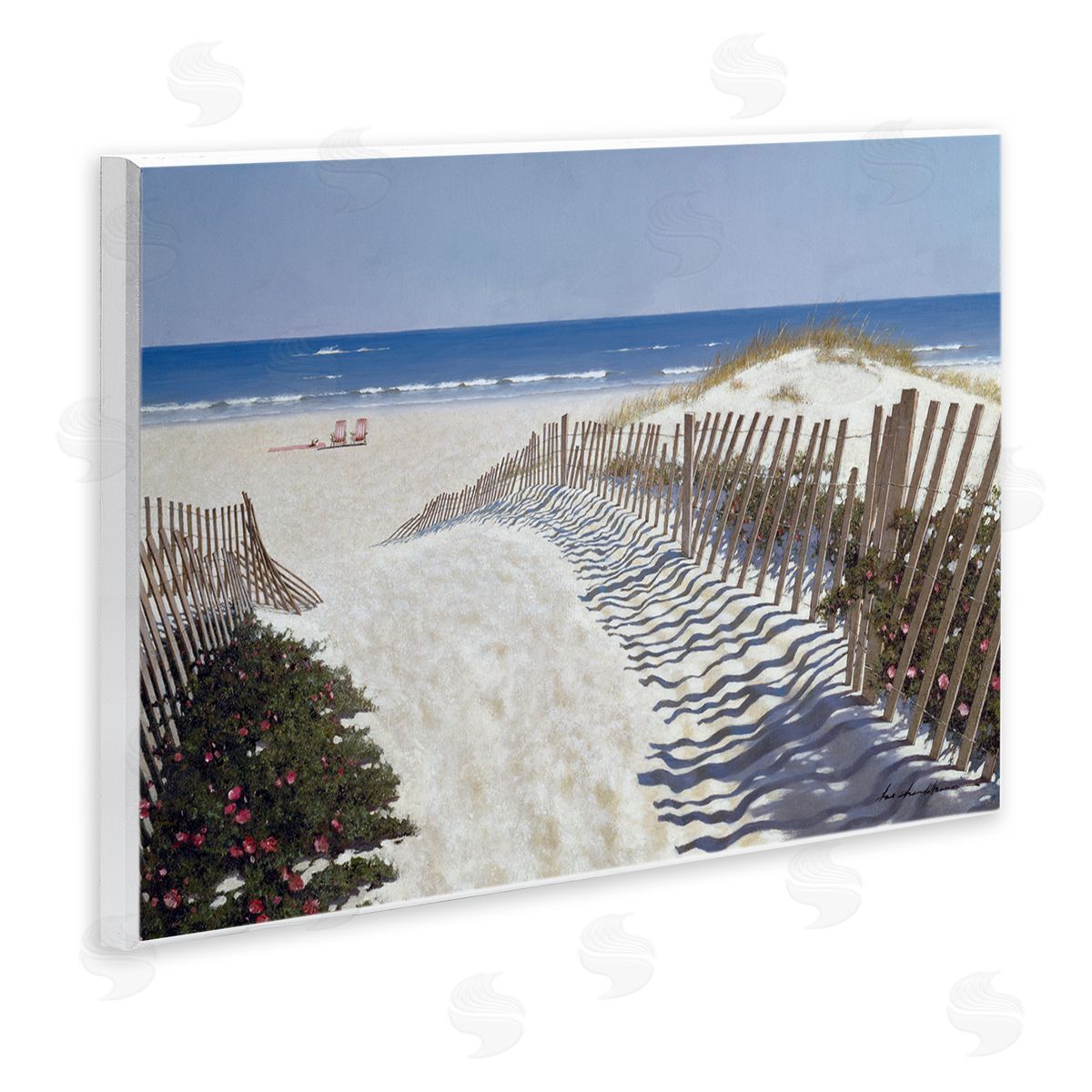 Fenced Pathway to Beach Wood Plaque Wall Art, Home Decor by Zhen-Huan Lu