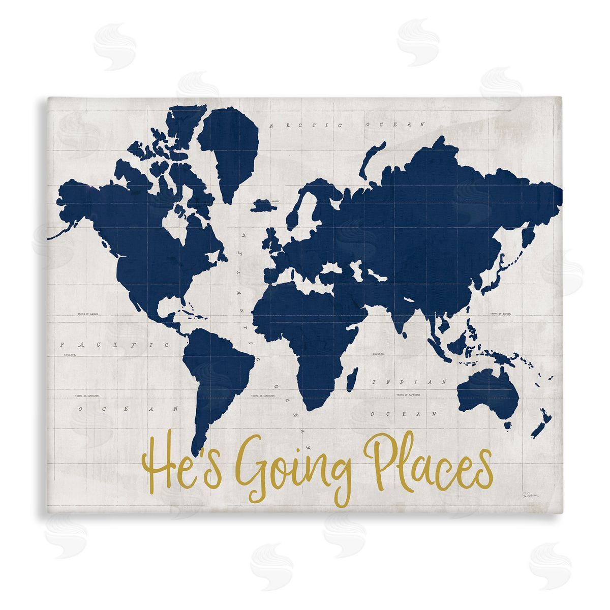 Going Places Boy's Map Canvas Wall Art, Home Decor by Sue Schlabach