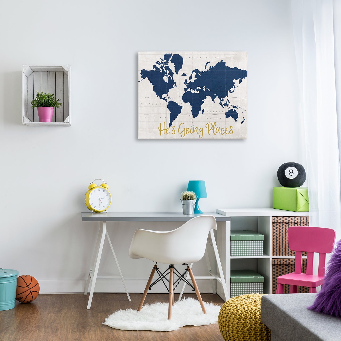 Going Places Boy's Map Canvas Wall Art in Room, Home Decor by Sue Schlabach