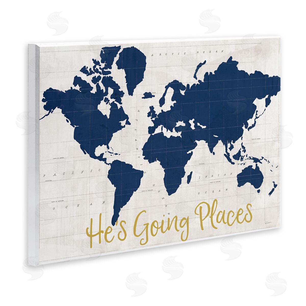 Going Places Boy's Map Wood Plaque Wall Art, Home Decor by Sue Schlabach