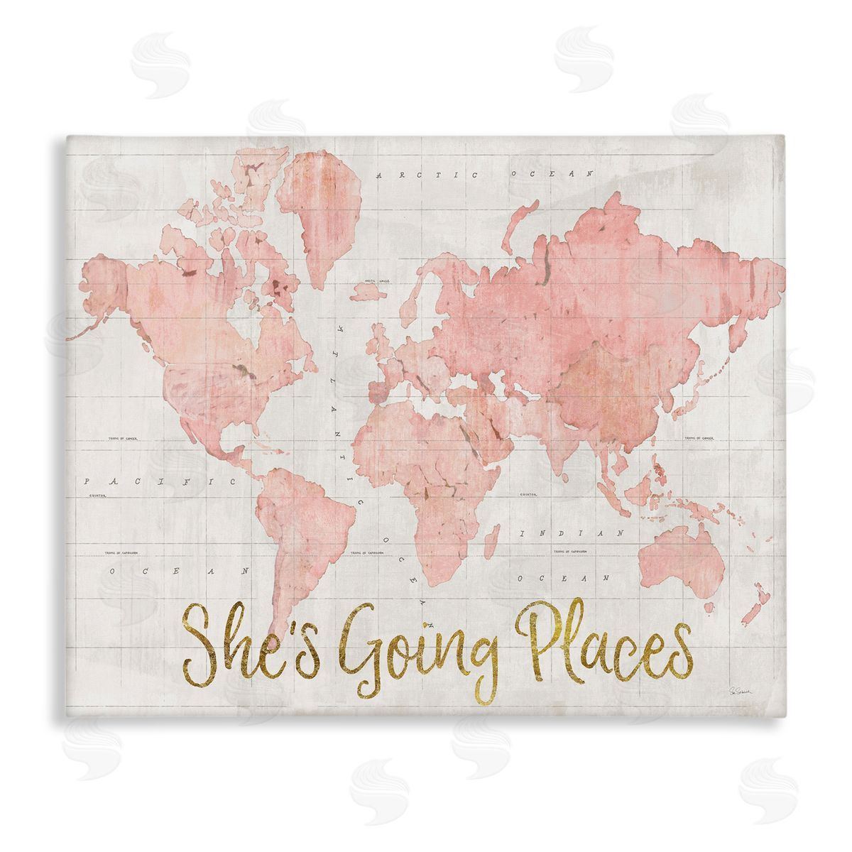 Going Places Girl's Map Canvas Wall Art, Home Decor by Sue Schlabach