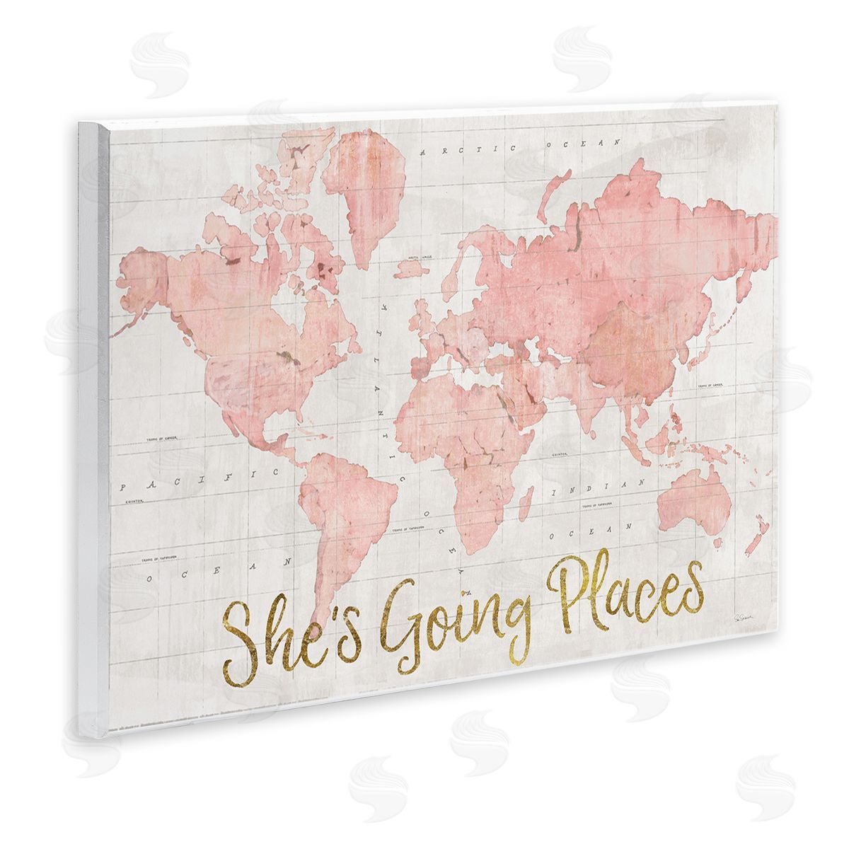 Going Places Girl's Map Wood Plaque Wall Art, Home Decor by Sue Schlabach