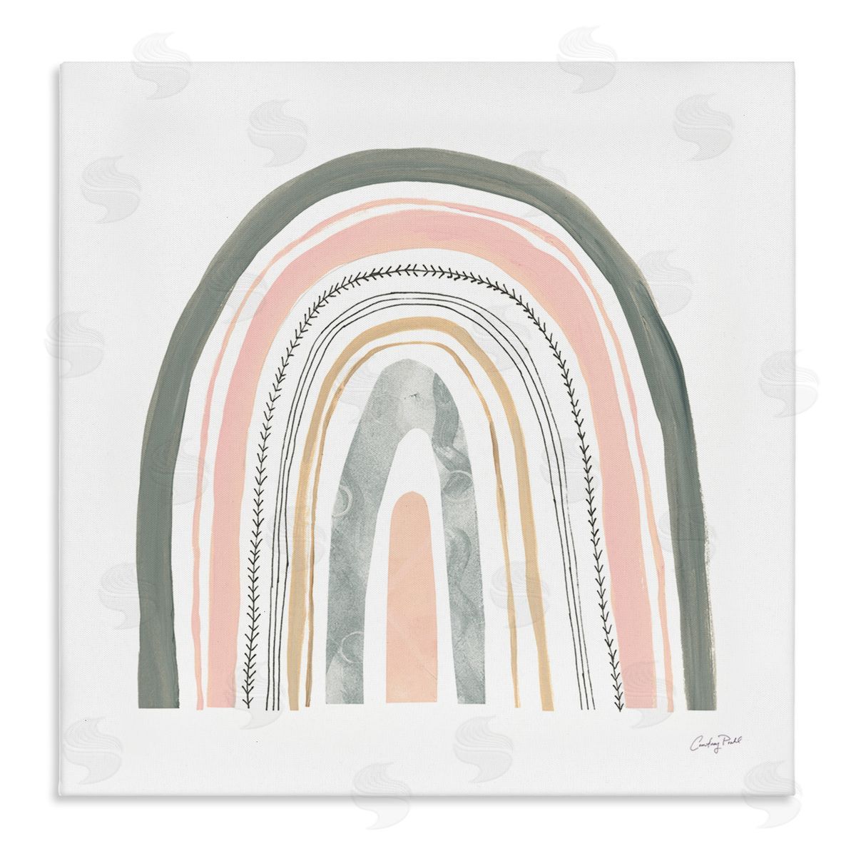 Pink Abstract Pattern Rainbow Canvas Wall Art, Home Decor by Courtney Prahl