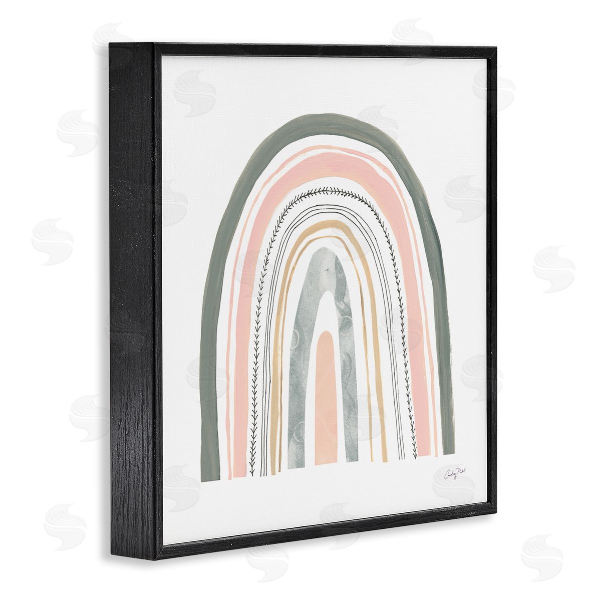 Pink Abstract Pattern Rainbow Black Frame Print Wall Art, Home Decor by Courtney Prahl