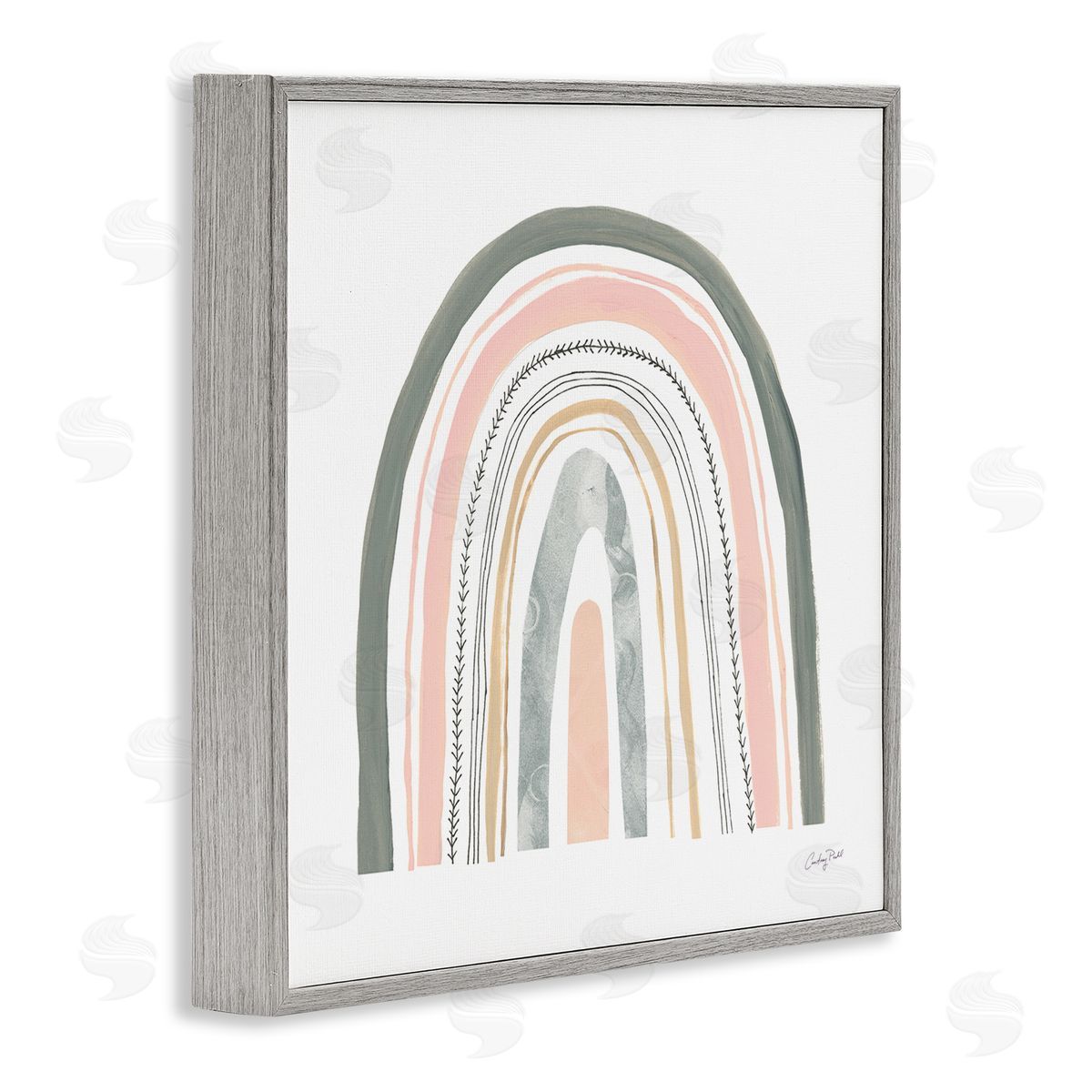 Pink Abstract Pattern Rainbow Grey Frame Print Wall Art, Home Decor by Courtney Prahl