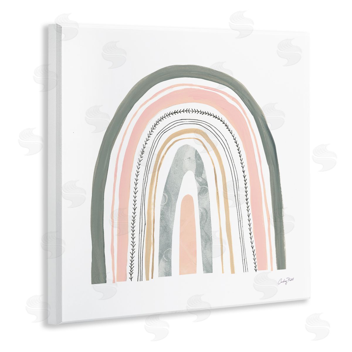 Pink Abstract Pattern Rainbow Wood Plaque Wall Art, Home Decor by Courtney Prahl