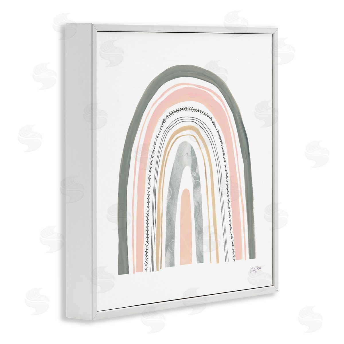 Pink Abstract Pattern Rainbow White Frame Print Wall Art, Home Decor by Courtney Prahl