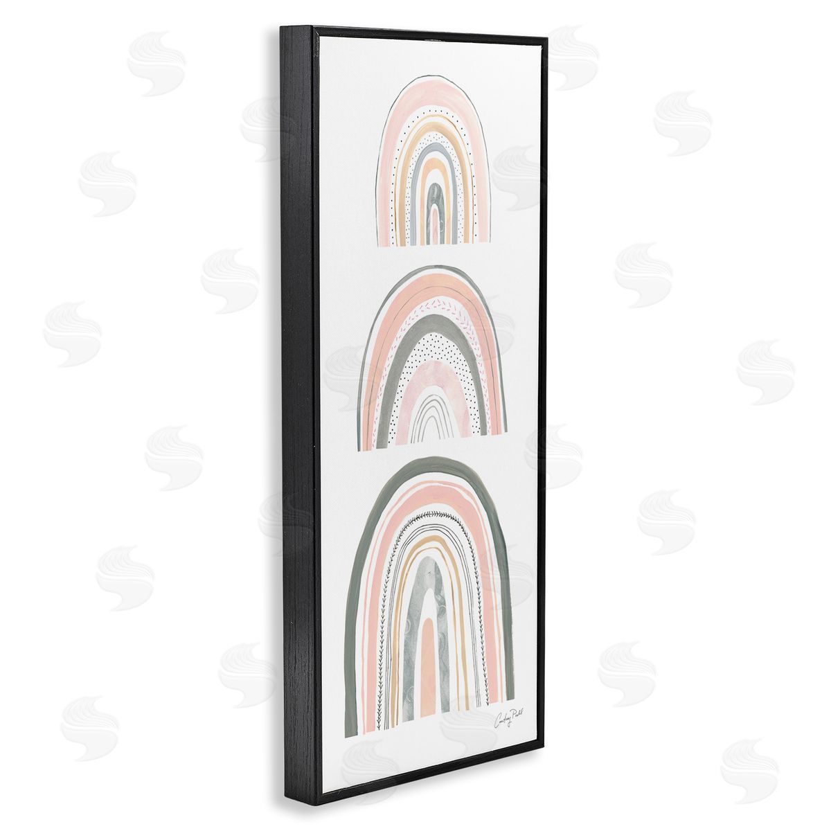 Stack of Abstract Rainbows Black Frame Print Wall Art, Home Decor by Courtney Prahl